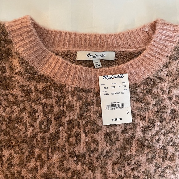Madewell Pink and Leopard Print Fuzzy Sweater - Picture 5 of 7